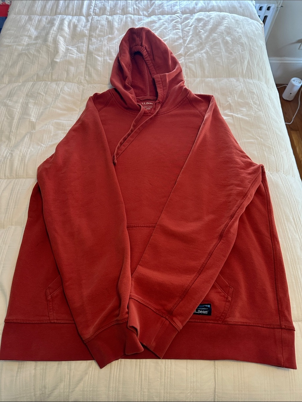 L.L. Bean Men's rust orange  Hooded Pullover Sweatshirt